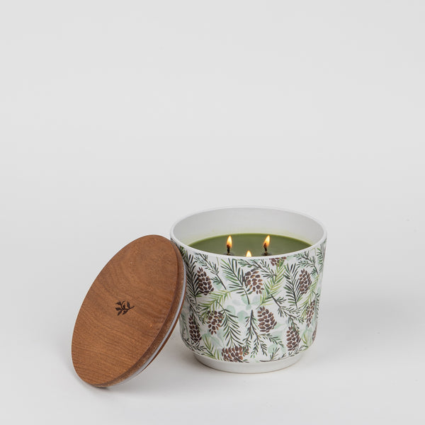 Silver Spruce Patterned 3 Wick Candle