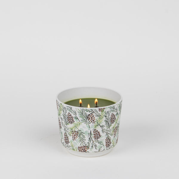Silver Spruce Patterned 3 Wick Candle
